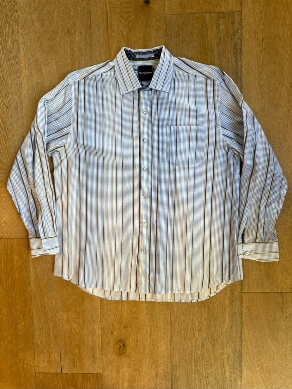 Tommy Bahama Men's Striped Button-Up Shirt - White with Blue Stripes